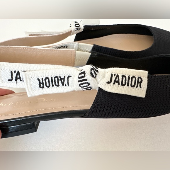 DIOR BLACK FABRIC AND RIBBON FLAT SLINGBACKS SIZE 42 - Picture 16 of 16